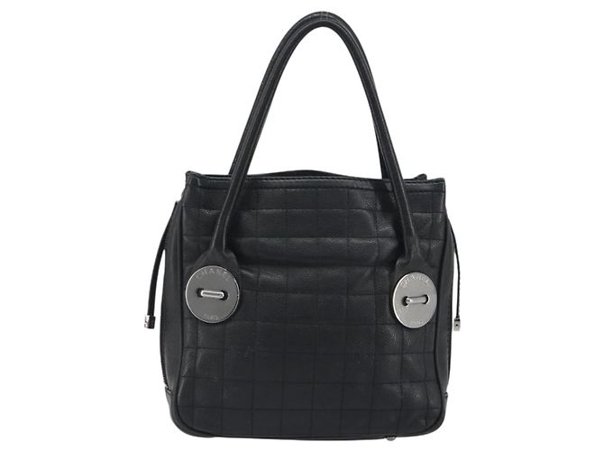 CHANEL Choco Bar Line Hand Bag Leather Black Silver CC - vista 2