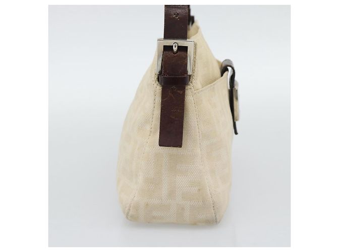FENDI Zucca Canvas Mamma Baguette Shoulder Bag Ivory Silver - vista 3
