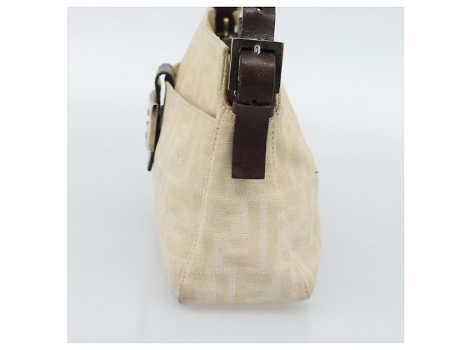 FENDI Zucca Canvas Mamma Baguette Shoulder Bag Ivory Silver - vista 4