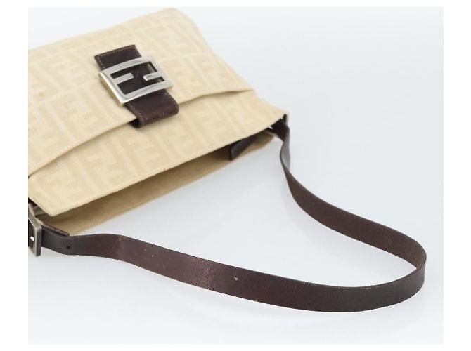 FENDI Zucca Canvas Mamma Baguette Shoulder Bag Ivory Silver - vista 7