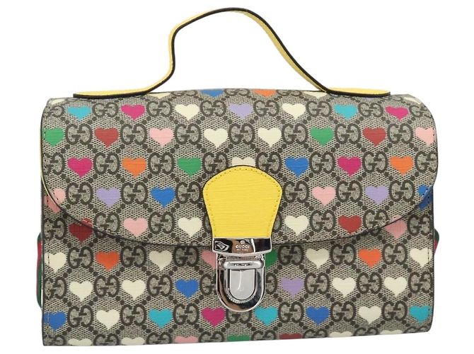 GUCCI GG Supreme Shoulder Bag PVC 2way Beige Silver 525515 - vista 2