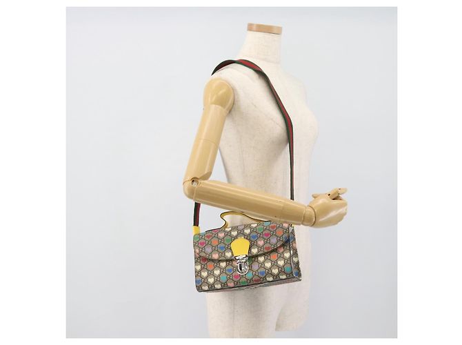 GUCCI GG Supreme Shoulder Bag PVC 2way Beige Silver 525515 - vista 23