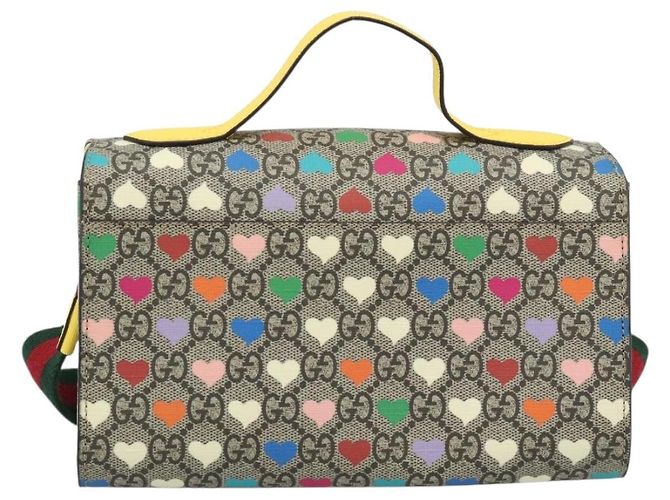 GUCCI GG Supreme Shoulder Bag PVC 2way Beige Silver 525515 - vista 3
