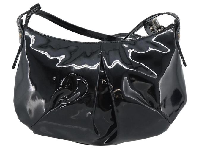 Salvatore Ferragamo Vala Shoulder Bag Patent Black Silver - vista 2