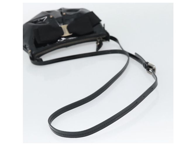 Salvatore Ferragamo Vala Shoulder Bag Patent Black Silver - vista 7