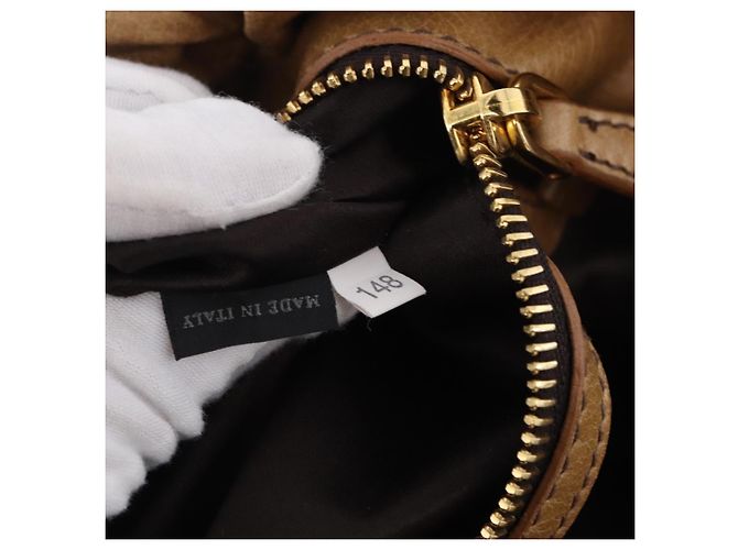 Miu Miu Vitellolux Hand Bag Leather 2way Beige Gold - vista 11