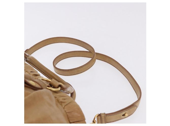 Miu Miu Vitellolux Hand Bag Leather 2way Beige Gold - vista 14