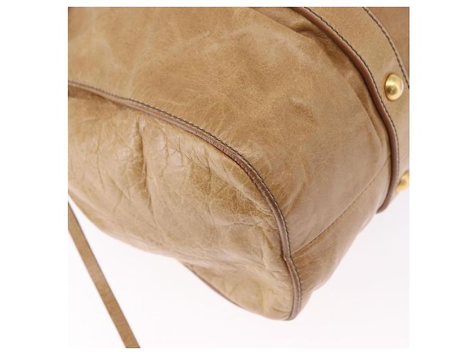 Miu Miu Vitellolux Hand Bag Leather 2way Beige Gold - vista 17