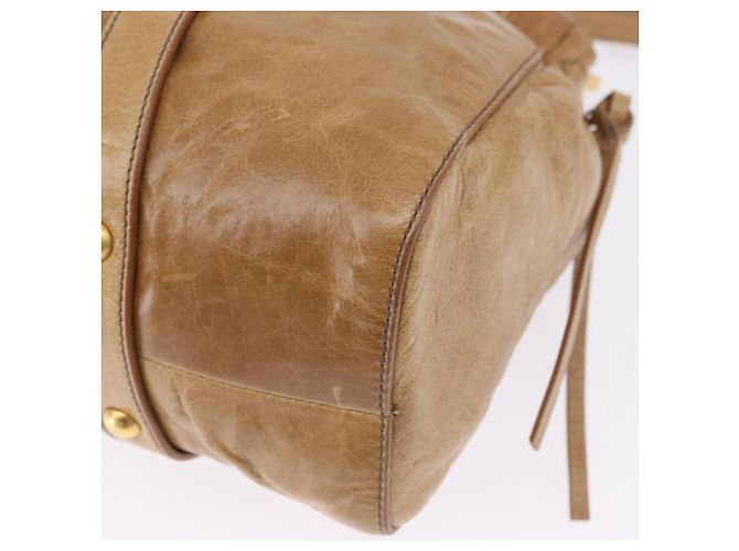 Miu Miu Vitellolux Hand Bag Leather 2way Beige Gold - vista 18
