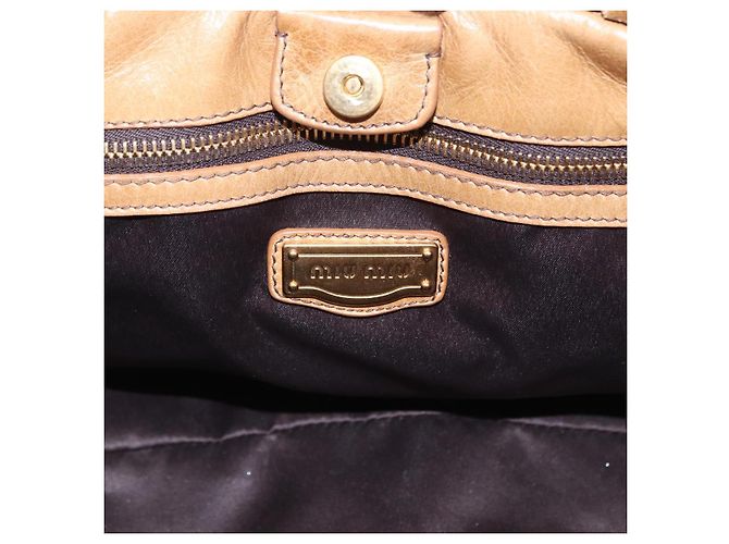 Miu Miu Vitellolux Hand Bag Leather 2way Beige Gold - vista 20