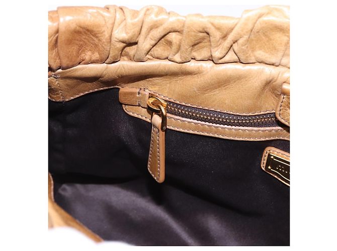 Miu Miu Vitellolux Hand Bag Leather 2way Beige Gold - vista 23