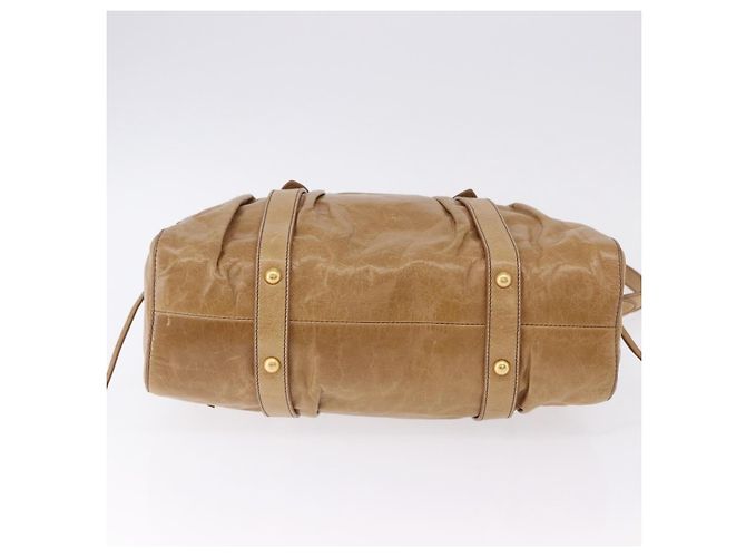 Miu Miu Vitellolux Hand Bag Leather 2way Beige Gold - vista 5