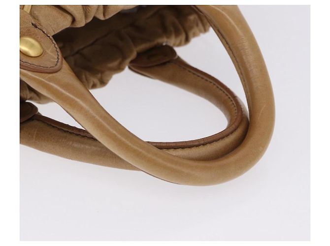 Miu Miu Vitellolux Hand Bag Leather 2way Beige Gold - vista 7