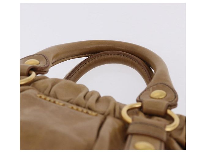 Miu Miu Vitellolux Hand Bag Leather 2way Beige Gold - vista 8