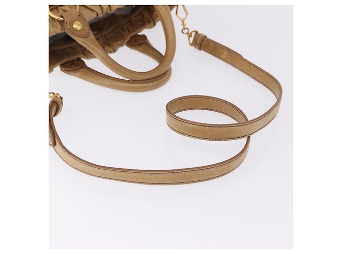 Miu Miu Vitellolux Hand Bag Leather 2way Beige Gold - vista 9