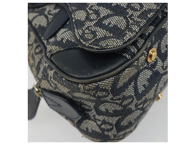 Christian Dior Trotter Canvas Double saddle Hand Bag Navy Gold - vista 15