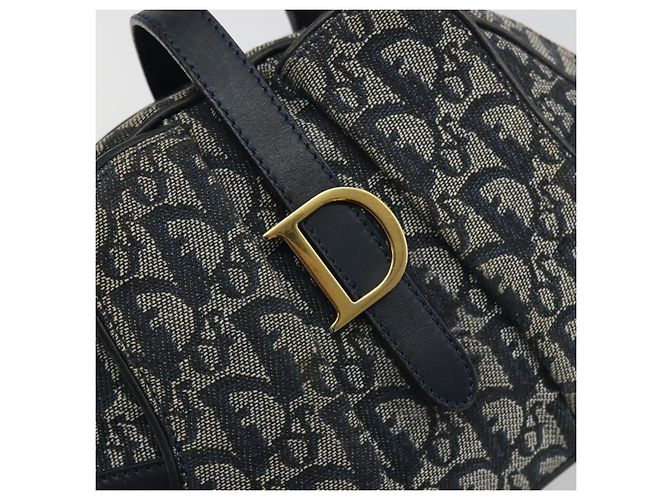 Christian Dior Trotter Canvas Double saddle Hand Bag Navy Gold - vista 18