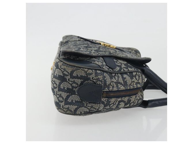 Christian Dior Trotter Canvas Double saddle Hand Bag Navy Gold - vista 3