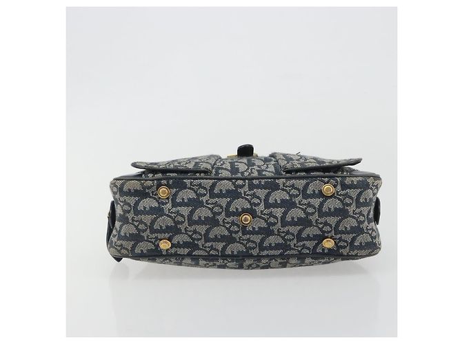 Christian Dior Trotter Canvas Double saddle Hand Bag Navy Gold - vista 5