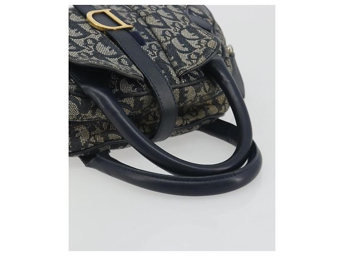 Christian Dior Trotter Canvas Double saddle Hand Bag Navy Gold - vista 7