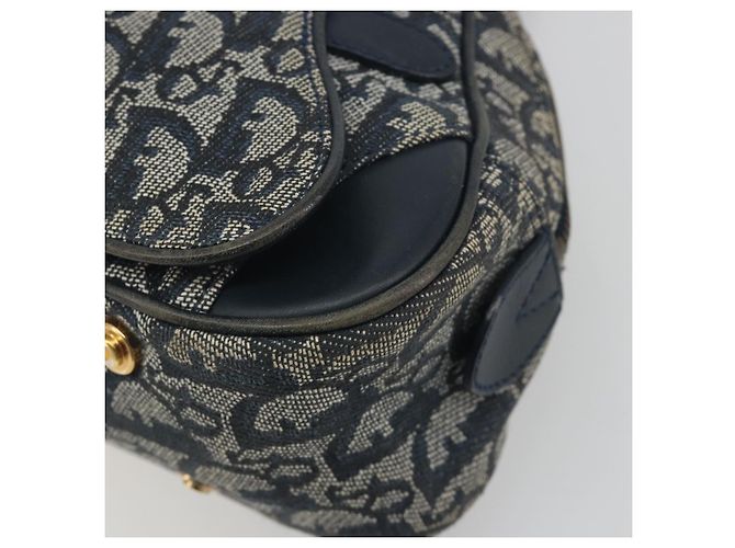 Christian Dior Trotter Canvas Double saddle Hand Bag Navy Gold - vista 8