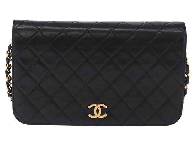 CHANEL Matelasse Chain Shoulder Bag Lamb Skin Black Gold CC - vista 13