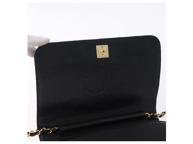 CHANEL Matelasse Chain Shoulder Bag Lamb Skin Black Gold CC - vista 20