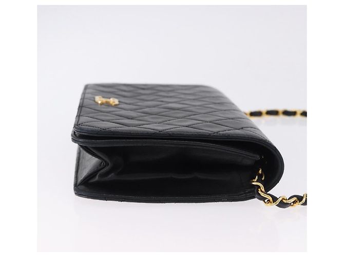 CHANEL Matelasse Chain Shoulder Bag Lamb Skin Black Gold CC - vista 3