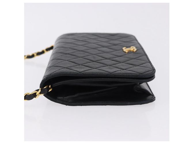 CHANEL Matelasse Chain Shoulder Bag Lamb Skin Black Gold CC - vista 4