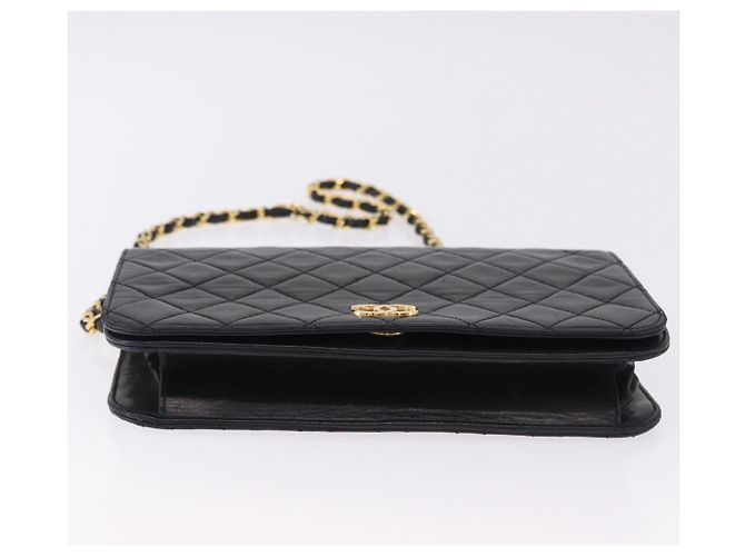 CHANEL Matelasse Chain Shoulder Bag Lamb Skin Black Gold CC - vista 5