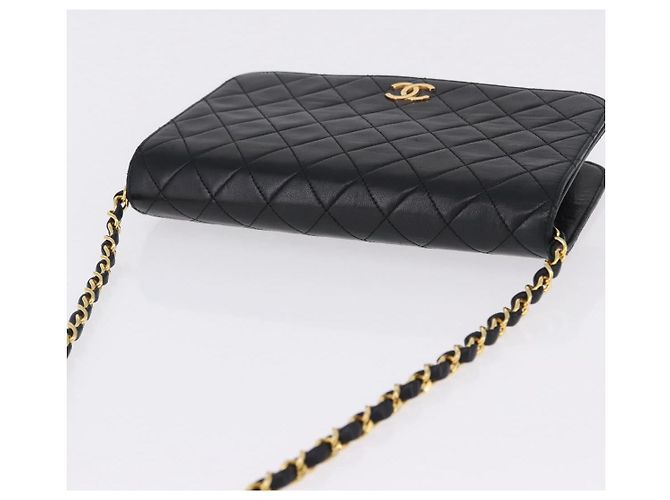 CHANEL Matelasse Chain Shoulder Bag Lamb Skin Black Gold CC - vista 6