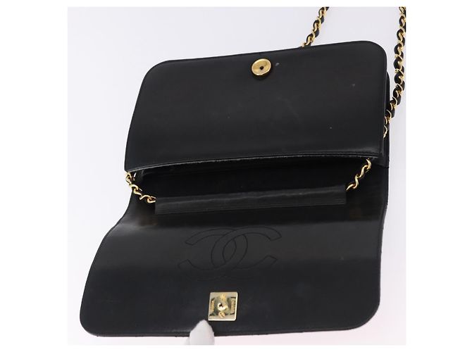 CHANEL Matelasse Chain Shoulder Bag Lamb Skin Black Gold CC - vista 8