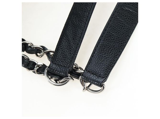 CHANEL Matelasse COCO Mark Chain Bag Caviar Skin Black Silver CC - vista 14
