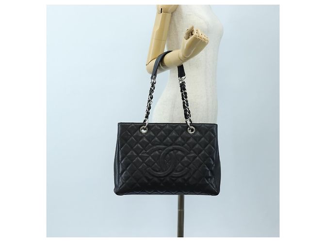 CHANEL Matelasse COCO Mark Chain Bag Caviar Skin Black Silver CC - vista 28