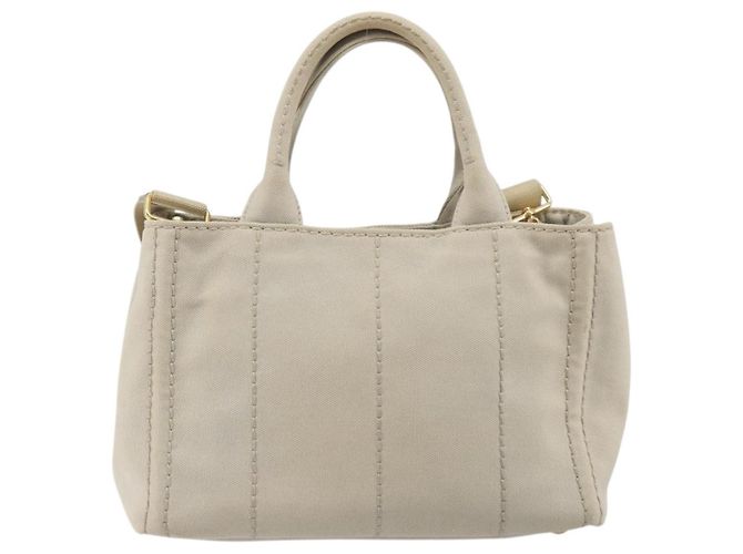 PRADA Canapa PM Hand Bag Canvas 2way Gray Gold - Ansicht 2