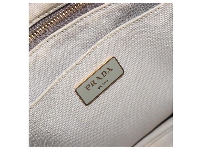 PRADA Canapa PM Hand Bag Canvas 2way Gray Gold - Ansicht 21