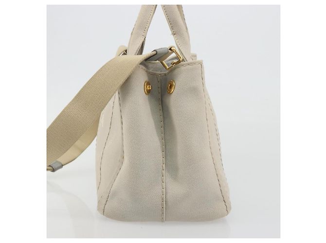 PRADA Canapa PM Hand Bag Canvas 2way Gray Gold - Ansicht 3