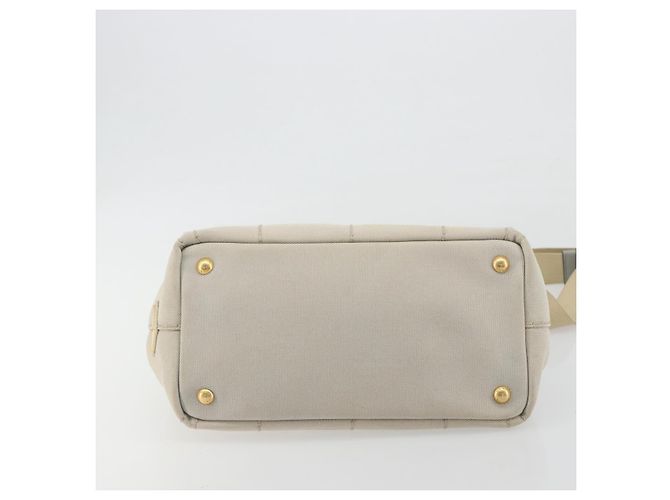 PRADA Canapa PM Hand Bag Canvas 2way Gray Gold - Ansicht 5