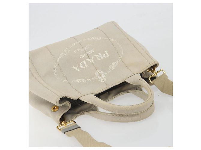 PRADA Canapa PM Hand Bag Canvas 2way Gray Gold - Ansicht 6