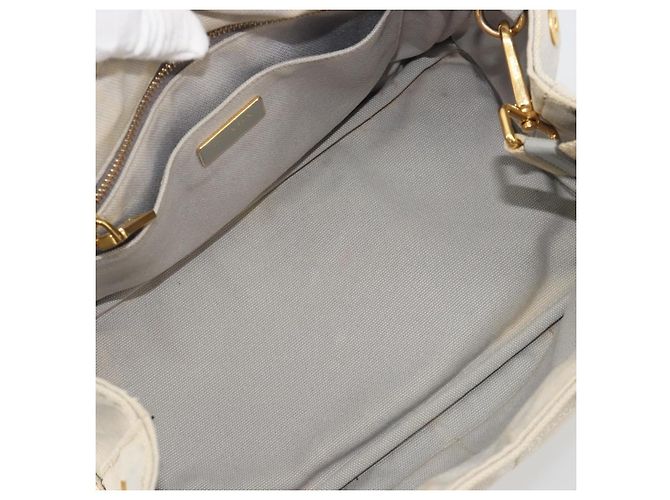 PRADA Canapa PM Hand Bag Canvas 2way Gray Gold - Ansicht 9