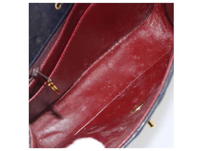 CHANEL Matelasse Chain Shoulder Bag Lamb Skin Navy Gold CC - vista 10
