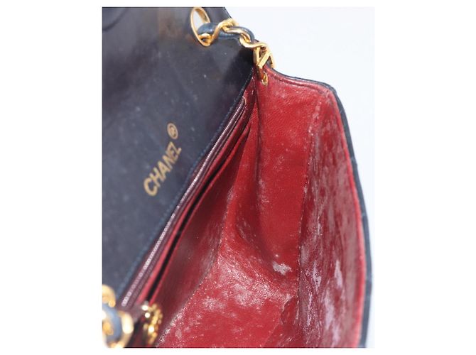 CHANEL Matelasse Chain Shoulder Bag Lamb Skin Navy Gold CC - vista 20