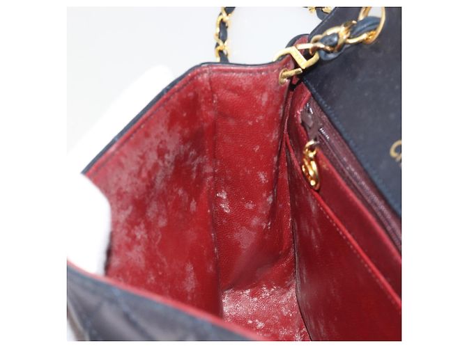 CHANEL Matelasse Chain Shoulder Bag Lamb Skin Navy Gold CC - vista 21