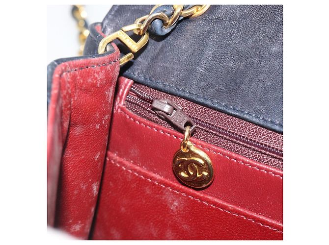 CHANEL Matelasse Chain Shoulder Bag Lamb Skin Navy Gold CC - vista 22