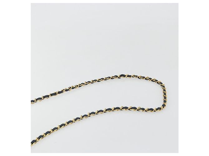 CHANEL Matelasse Chain Shoulder Bag Lamb Skin Navy Gold CC - vista 8
