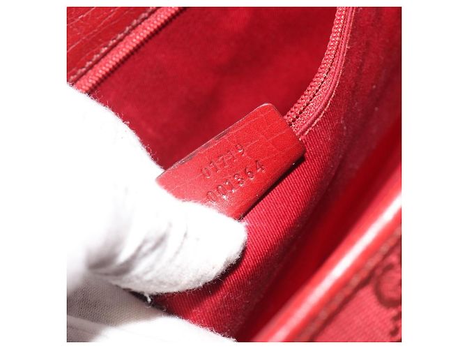 GUCCI GG Canvas Jackie Hand Bag Red Silver 01719 - vista 12
