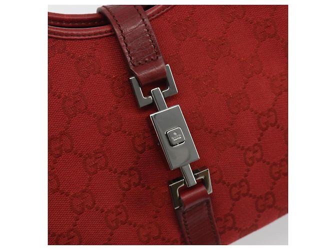 GUCCI GG Canvas Jackie Hand Bag Red Silver 01719 - vista 18