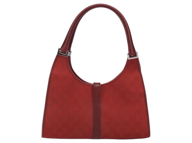 GUCCI GG Canvas Jackie Hand Bag Red Silver 01719 - vista 2