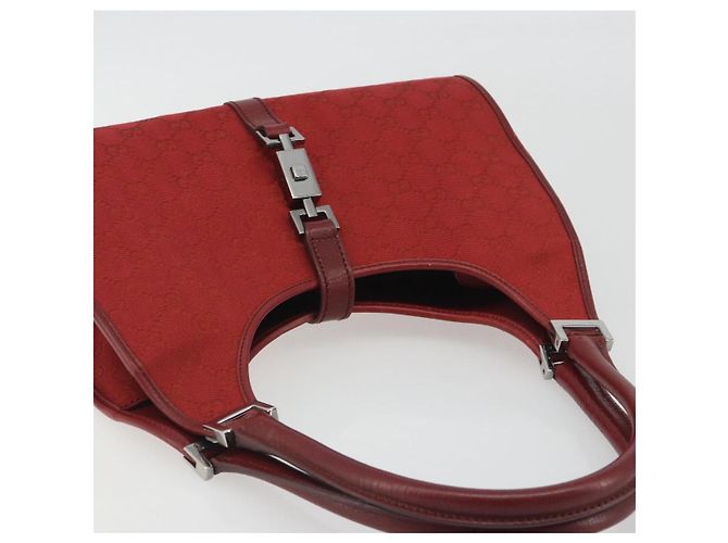 GUCCI GG Canvas Jackie Hand Bag Red Silver 01719 - vista 6
