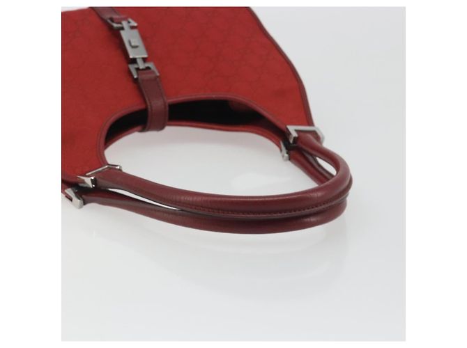 GUCCI GG Canvas Jackie Hand Bag Red Silver 01719 - vista 7